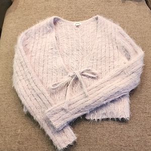 Lilac fuzzy cropped cardigan